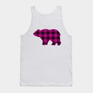 Rustic Country bear design, pink buffalo plaid pattern Tank Top